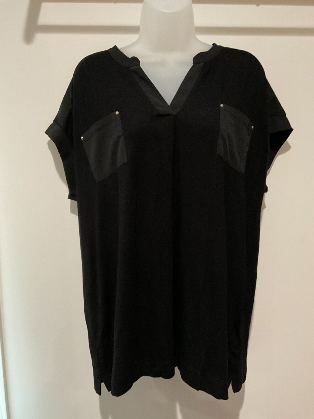 Calvin Klein Black Tunic Top XL Work Office Travel